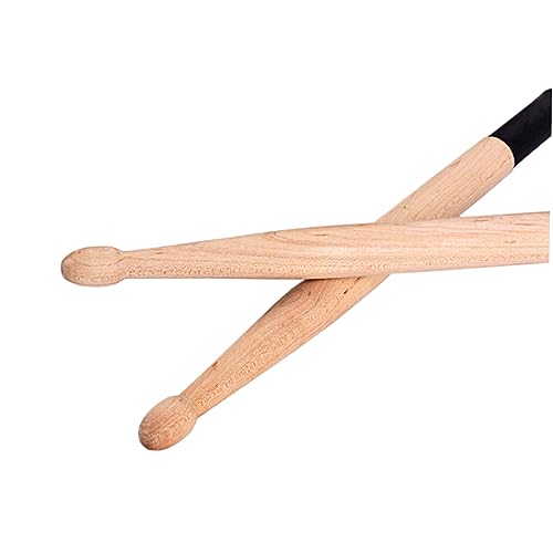Totority 2 piezas de baquetas de madera de 294 mm y cepillos de acero para batería, accesorios de percusión para principiantes, mango de arce y diseño desmontable miniatura 4