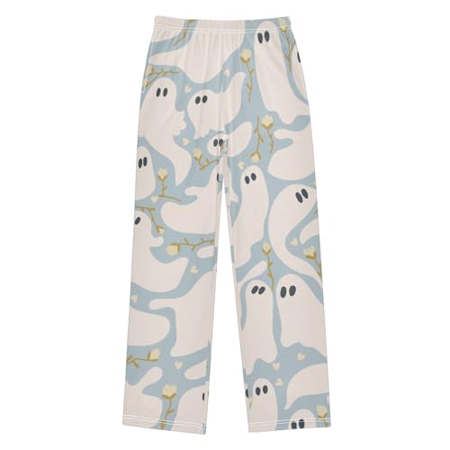 Cute Ghost Boys Pants Boys Athletic Pants Long Pant for Boywith Pockets Wide-Leg Size 6-14Y