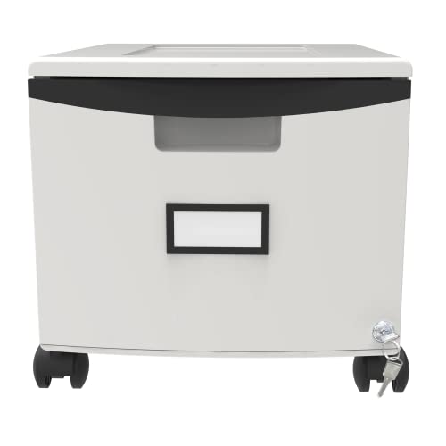 Storex Plastic One-Drawer File Cabinet – Locking Document Organizer With Casters For Home And Office, Gray, 1-Pack (61266A01C) #TOP4