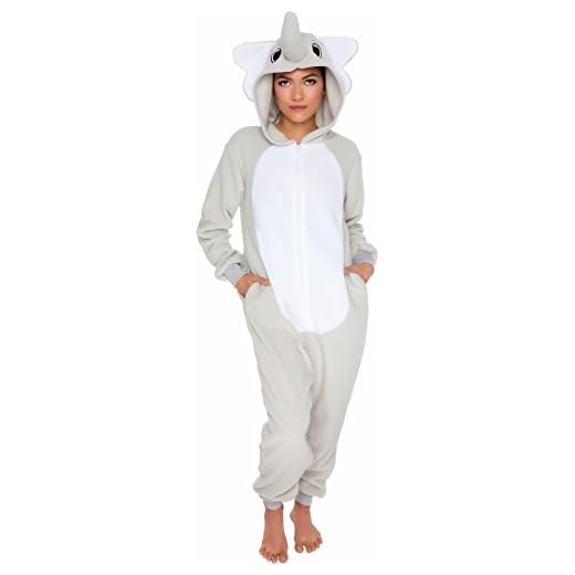 Silver Lilly Slim Fit Animal Pajamas - Adult One Piece Cosplay Elephant Costume (Grey, Small)