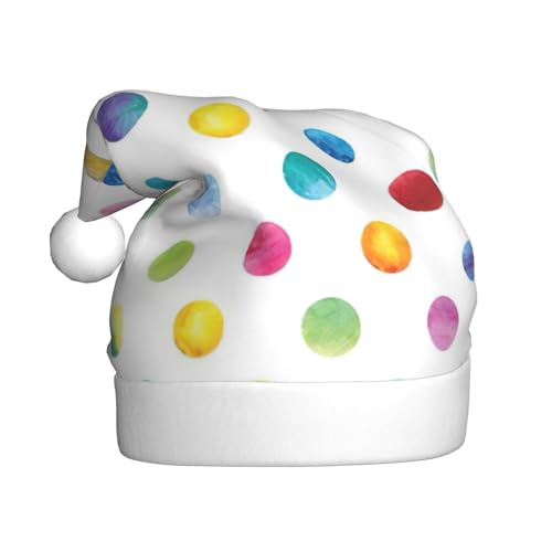 YQxwJL Sombrero de Papá Noel con estampado de lunares azules, sombreros de Navidad de felpa, sombreros festivos de vacaciones, para fiestas de Navidad, uso diario