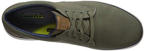 Skechers Men's Moreno Canvas Oxford Shoe, Olive, 8.5 Medium Us #TOP4
