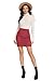 Simplee Apparel Women's High Waist Faux Suede Mini Short Bodycon Skirt Red,Size 4/6 (M)