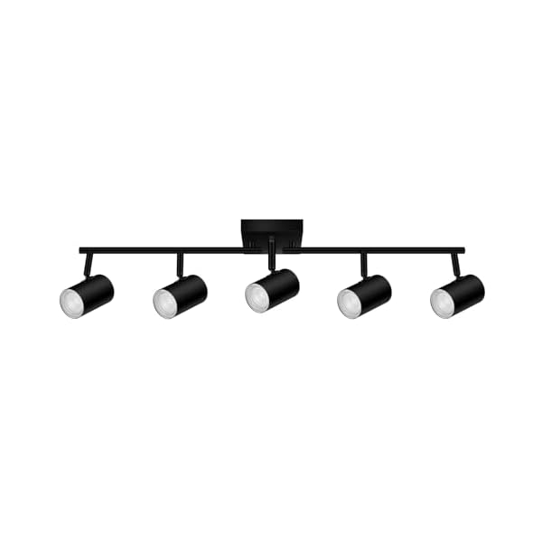   5-Light-Track-Lighting-Fixtures-Ceiling-Matte-Black-Kichen-Track-Lighting-Rotatable-Light-Heads-Adjustable-Modern-LED-Track-Lights-for-KitchenLiving-RoomHallwayBarGU10-Bulb-Not-Included