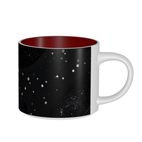 AYYQWE Tazas de cerámica de gran capacidad con impresión brillante negra para el hogar, oficina, regalos, cocinas, cafeterías, picnics al aire libre