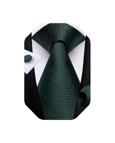 DiBanGu Mens Solid Color Tie and Pocket Square Set Woven Silk Plain Necktie & Handkerchief for Men Wedding Party Formal