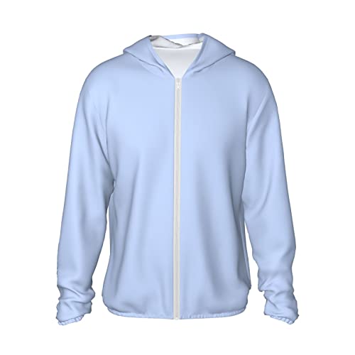 Periwinkle Blue Solid Color Gifts Women's Sun Protection Jacket Hooded Cooling Shirt with Pockets Sun Shirts For Men2