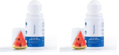 Be Bodywise 4% AHA BHA Underarm Roll On Deodorant | Watermelon Fragrance | With 1% Mandelic Acid, 2% Lactic Acid & Alpha Arbutin | Prevents Body Odour, Fades Pigmentation, Kills Bacteria | Alcohol & Aluminum Free | 50ml