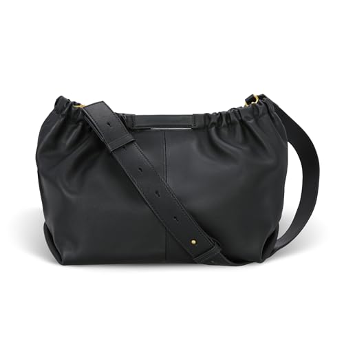 Iswee Black Leather Crossbody Bags for Womens Purses and Handbags Soft Leather Shoulder Bag Designer Handbags for Women (Black)