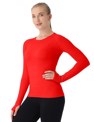 Image of MathCat Seamless Workout Shirts for Women Long Sleeve Yoga Tops Sports Running Shirt Breathable Athletic Top Slim Fit XS-XL