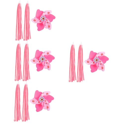 BESPORTBLE 4 Sets Kinderfahrrad Lenker Windrad Roller Front Deko Windrad 1 Set Korb Für Roller Knieroller Leihrad Auto Speichenreflektor Fahrradkette Quad Das Haustier Rosa