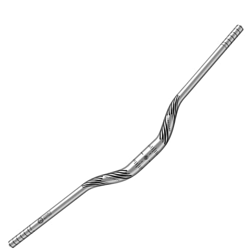 FIFTY-FIFTY Mountain Bike Riser Handlebar, Aluminum Alloy MTB Handlebar, 31.8mm Diameter, 780mm Wide Bicycle Bar (Silver, 50mm Rise)