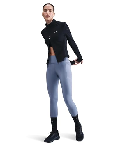 Nike Womens Dri-FIT Swift High-Waisted 7/8 Running Leggings with Pockets, World Indigo/Reflective Silver, X-Large