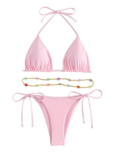 SHENHE Women's 2 Piece Sexy Bikini Sets Halter Tie Side Triangle Swimsuits
