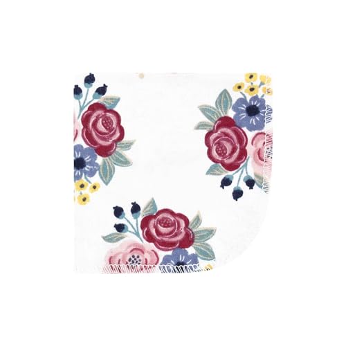 Image of Hudson Baby Unisex Baby Flannel Cotton Poly Washcloths, Blush Navy Floral 10Pk, One Size