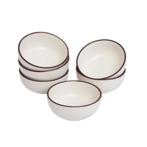 Image of Freakway Premium Ceramic Cream Bowl Set of 6 - Smooth Finish, Microwave & Dishwasher Safe