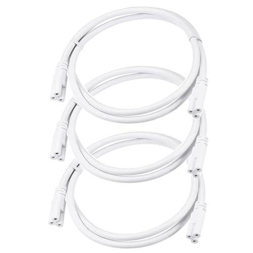 T5 T8 Power Extension Cord 5FT for LED Tube Light Fixture,Double Female End Linkable Cable,3 Prong Lamp Connecting Wire (3 Pack)