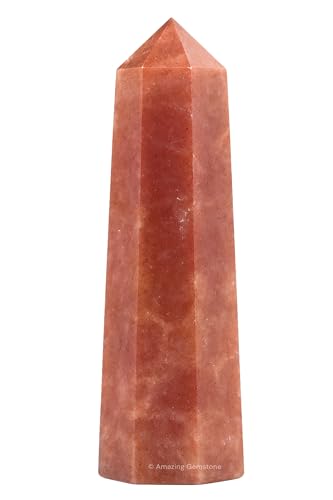Image of Amazing Gemstone Strawberry Quartz Crystal Towers - Natural Healing Crystal Point Obelisk for Reiki Healing and Crystal Grid (3 inch to 4 inch INCH)