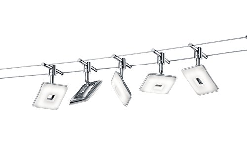 TRIO - Spot Pontius 5 LED - 4,1 W, 3000K, 330 Lm - Corps: métal, chrome - L : 500cm, L:13cm, H:15cm IP20 - Modèle déposé