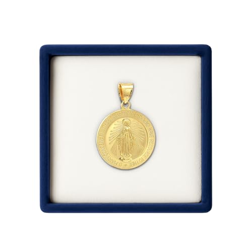Cross + Crown 14K Yellow Gold Virgin Mary Medal