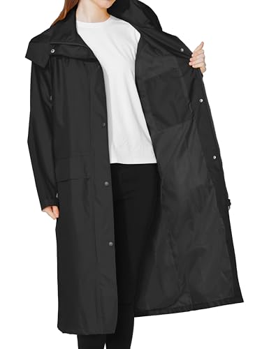 Ubon Women's Rain Coat Waterproof with Hood Long Raincoat Packable Rain Jacket Casual Windbreaker4