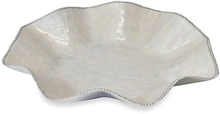 Platter Ruffle Crafted In Hand-polished Aluminum Curvy Shape And Beaded Edge 12-Inch