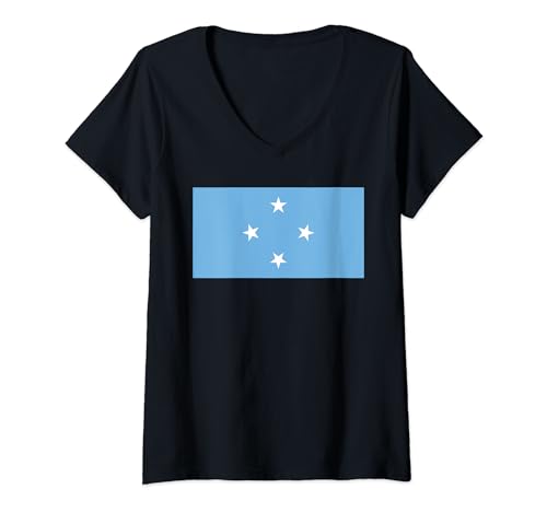Drapeau États fédérés Micronésie T-Shirt avec Col en V