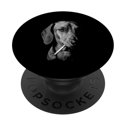 Dachshund Smoking Cigarette Vintage Dachshund Dog Funny Meme PopSockets Adhesive PopGrip