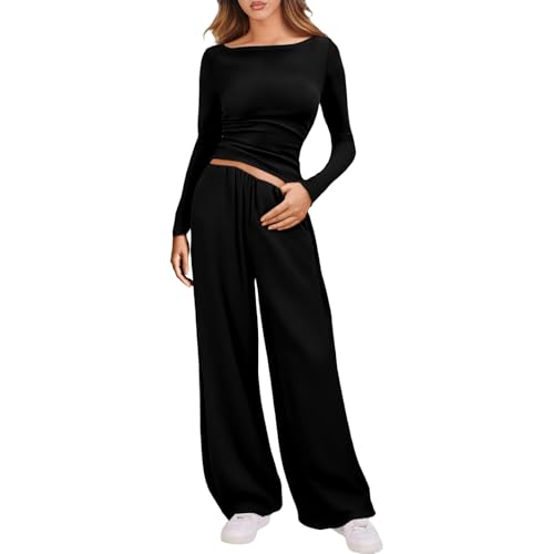 Pantalon long et haut court pour femme ensemble décontracté de yoga