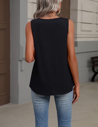 Image of Zeagoo Womens Tank Tops Summer Sleeveless Loose Fit Tops V Neck Pleated Shirts Basic Tees Dressy Casual Trendy Clothes