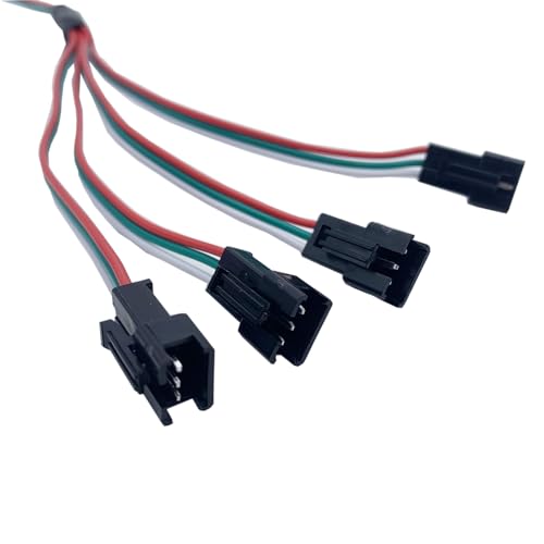 TOPXCDZ SM LED Connector Extension Splitter Cable JST Male to Female Plug Wire 30 cm 3-Pin WS2811 WS2812B SK6812 LED Strip Light 5 Pieces (30 cm Cable 1 to 4) - Image 2