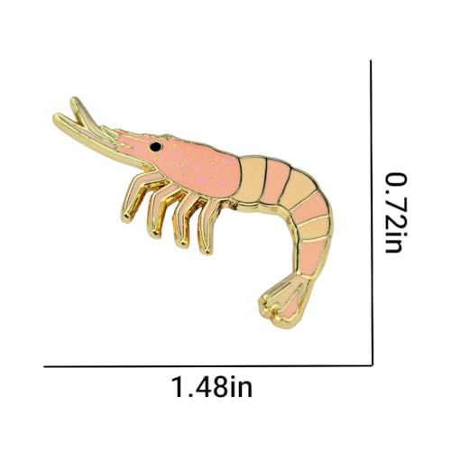 Image of Enamel Pin,Cute Shrimp Lapel Pin,Glitter Prawn Badge,Novelty Fashion Brooch,Gift For Seafood Lover, Teens Family Friend Women,Denim Jacket Shirt Canvas Bag Backpack Accessory,Decor DIY