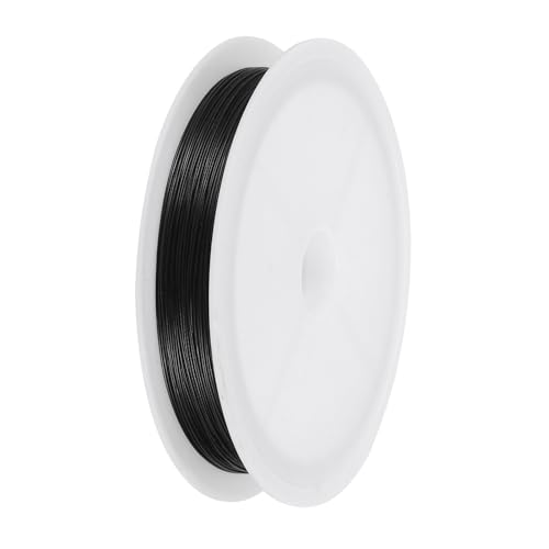 PATIKIL 98FT (30m) 0.018inch (0.45mm) 7-Strand Bead String Wire, Stainless Steel Nylon Coated Bead Cord Stringing Wire for Jewelry Bracelet Beading Making, Black