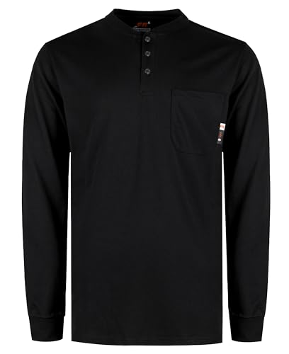 3131q7KikDL. SL500 KONRECO FR Shirts for Summer Flame Resistant Shirt 5.5oz Light Weight CAT2 Black Henley Shirts