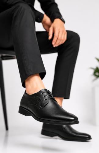 Image of Men's Formal Derby Shoes, Lace-Up, Micro-Perforated Panels, Cushioned Lining, Lightweight, for Suits, Blazers, and Wedding Tuxedos