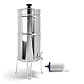 ProOne Traveler+ Stainless-Steel Gravity Filter System, 2.25-Gallon Water Capacity, Countertop Water Dispenser for Home & Travel with One 5” Filter & Wire Stand, Independently Tested Proven to Reduce