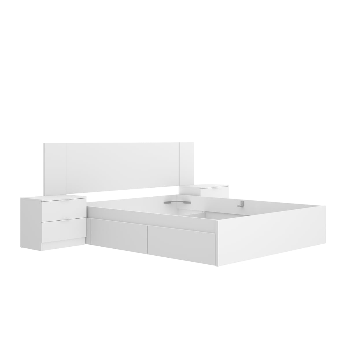 DEKIT Grupo RIMOBEL - Cabezal Cama len con 2 MESITAS Y Cama Alice 150CM con 4 CAJONES - 96x251x197cm