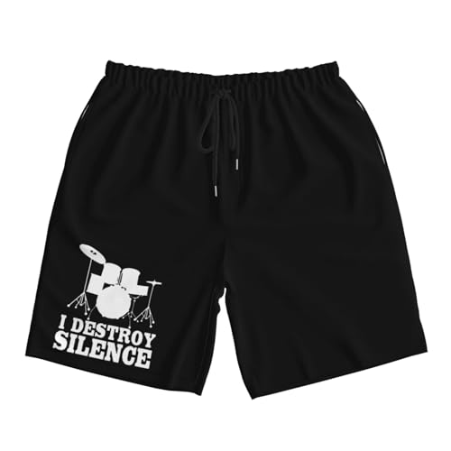 I Destroy Silence Drums Men's Quick-Dry Board Shorts 7