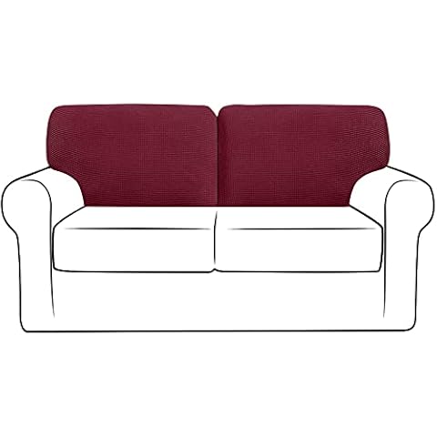 NLCYYQ Sofa Backrest Covers Stretch Sofa Back T-Cushion Slipcover with Drawstring Non-slip, Couch Back Cushion Covers Replacement Jacquard Polar Fleece (Wine-red,Left+Right) Cover
