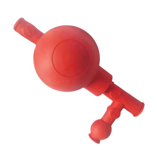 Voarge Bola de succión de pipeta de tres vías de tres puertos, bola de succión cuantitativa de tres vías, Llenador de pipeta, goma, color rojo