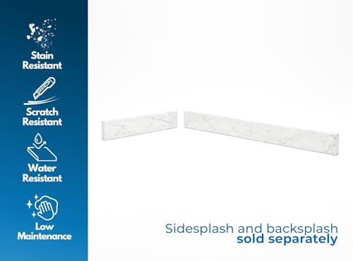 Image of Bathroom Vanity Sink Backsplash /Sidesplash (Engineered Carrara Marble, 4 inch x 42 inch)