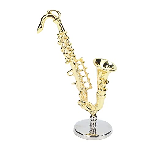 Dollhouse Saxophone, Dollhouse Saxophone Mini 1：6 Vivid Exquis Instruments De Musique Miniatures avec Base pour Enfants Jouet Décoration Cadeau