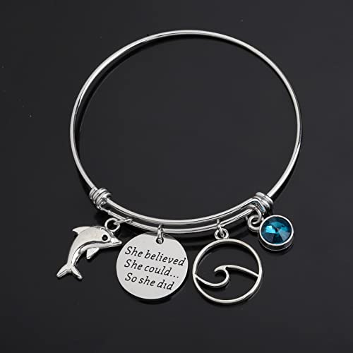 FAADBUK Dolphin Bracelet Dolphin Lover Gift She Believed She Could So She Did Inspiration Gift for Her3