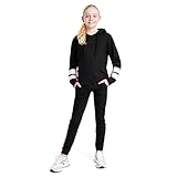 CityComfort Trainingsanzug Mädchen, Kinder Trainingsanzug Set mit Kordelzug Hoodie Mädchen & Hose, Bequem Kinder Kleidung für Mädchen, Sportbekleidung für Mädchen, Holographische Streifen, Alter 13-14