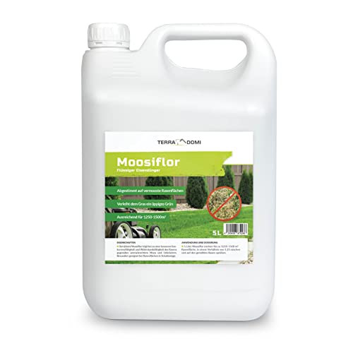 Terra Domi Vital Shower Moos Frei, 5 L, Rasendünger für bis zu 1500 m², Flüssigdünger für sattes & gleichmäßiges Grün, Verdrängt Moos, Blattdünger …