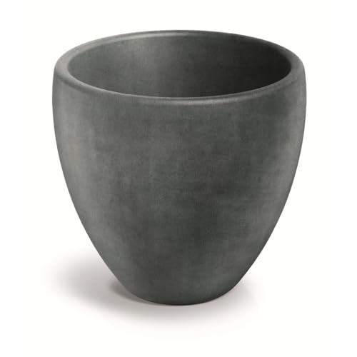 Kreher® XXL Pflanzkübel 'Cano' in Stein Optik in Anthrazit, 80/100 cm Durchmesser, rund (Größe wählbar). Ästhetisches Design aus robustem Kunststoff. Doppelwandig. (XL Ø 80 cm)