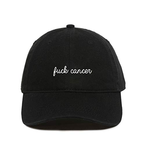 DSGN By DNA Fuck Cancer Awareness Baseball Cap Embroidered Cotton Adjustable Dad Hat Black