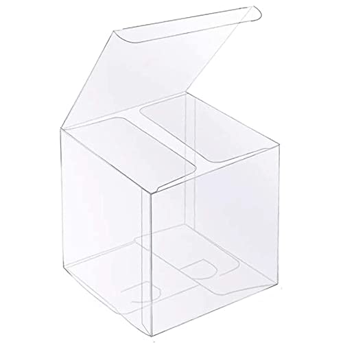 XP-ART 30 PCS Clear Favor Boxes 4 x 4 x 4 inch Plastic Clear Gift Boxes for Wedding Birthday Easter Mothers Fathers Day Party Caja Transparente Para Regalo
