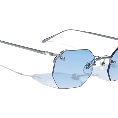 Mykono Collection Hand Detailed Luxury Hexagon Rimless Sunglasses UVA UVB Protection Style for Men and Women3