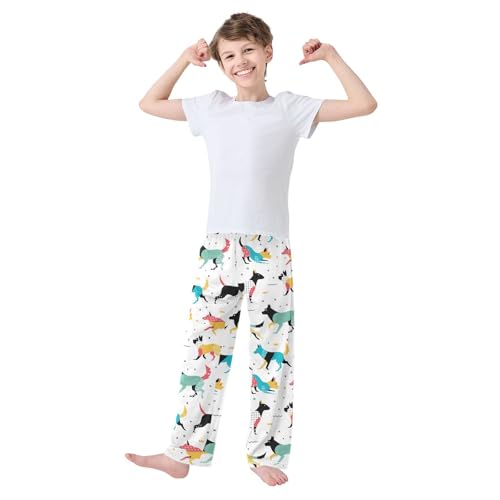 Boys' Pants Funny Puppy Dog Colorful Long Bottoms Jogger Pants Elastic Waist Trousers with Pockets S-XL2